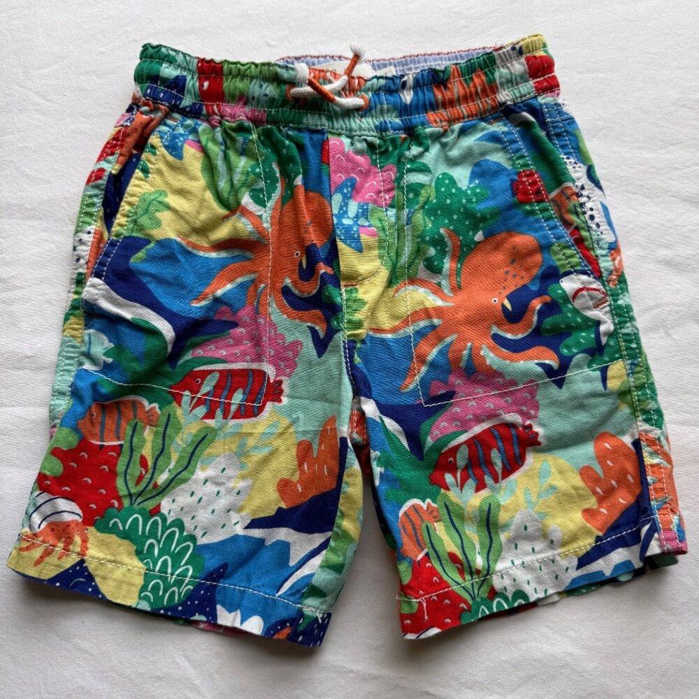 Boden Boys Octopus Ocean Print Cotton Pull-On Shorts 4Y 104cm Elastic Waist Summ - Picture 2 of 6